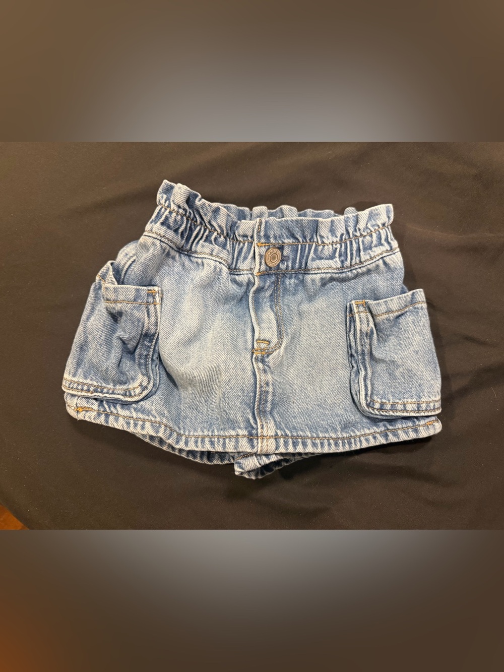 GAP Light Blue Denim Pocket Cargo Skort with Ruffle Elastic Waist Size 3T EUC